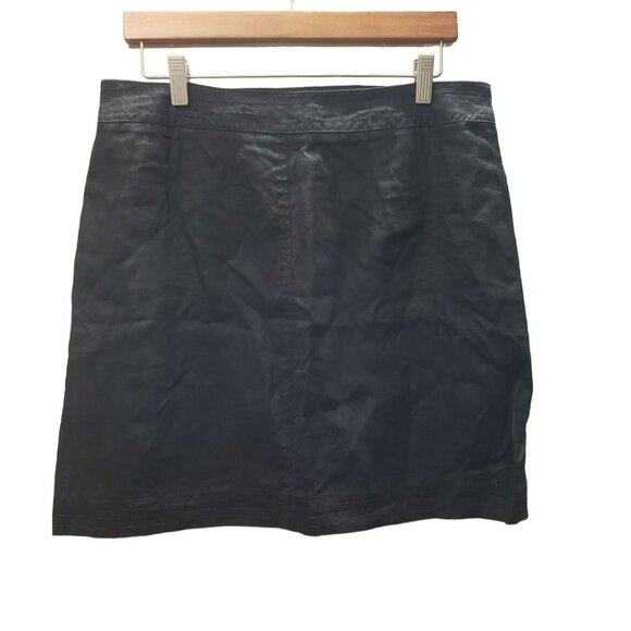 Max Studio Black Linen Skirt With Button Accents, Short, Women's Size 10 - Picture 2 of 5